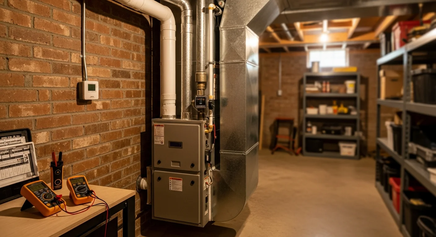 Heating system installation in a residential basement